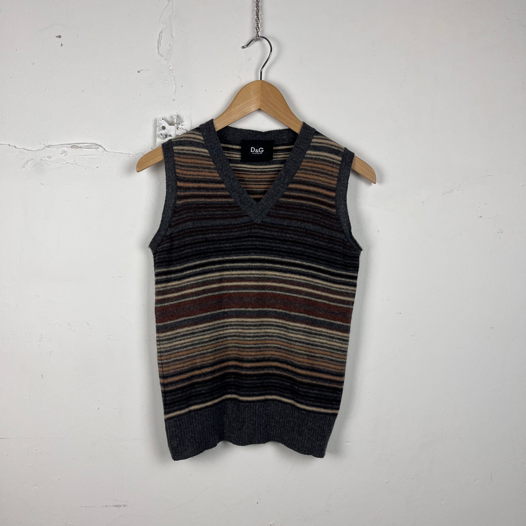 Dolce & Gabbana Y2k Sweater Vest brown stripes