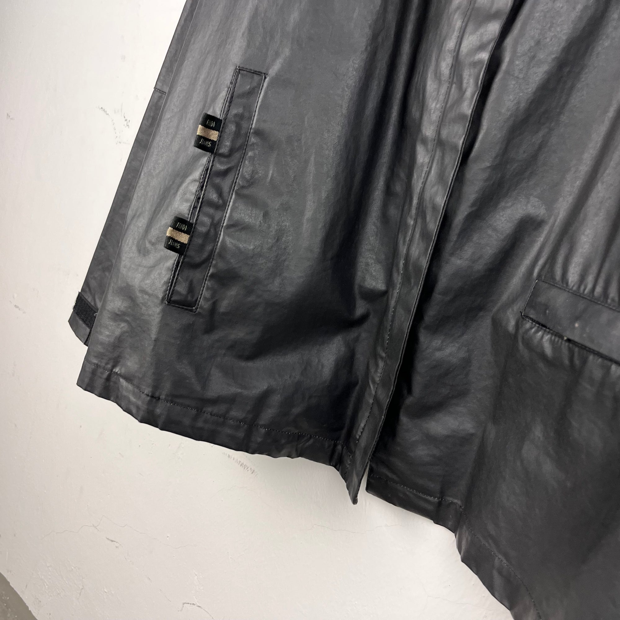 Fendi waxed jacket vintage black details 