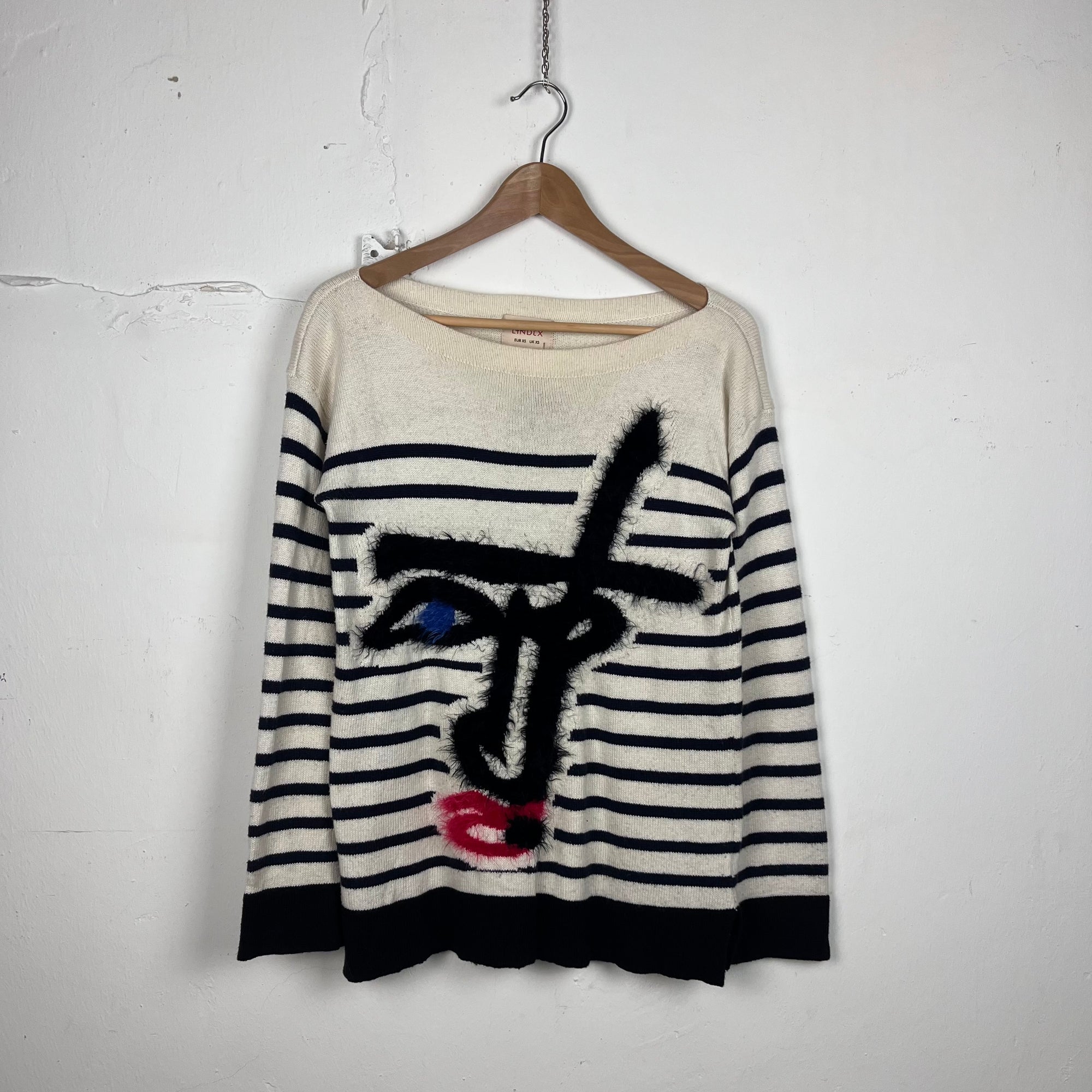Jean Paul Gaultier Knit Sweater  stripes face 
