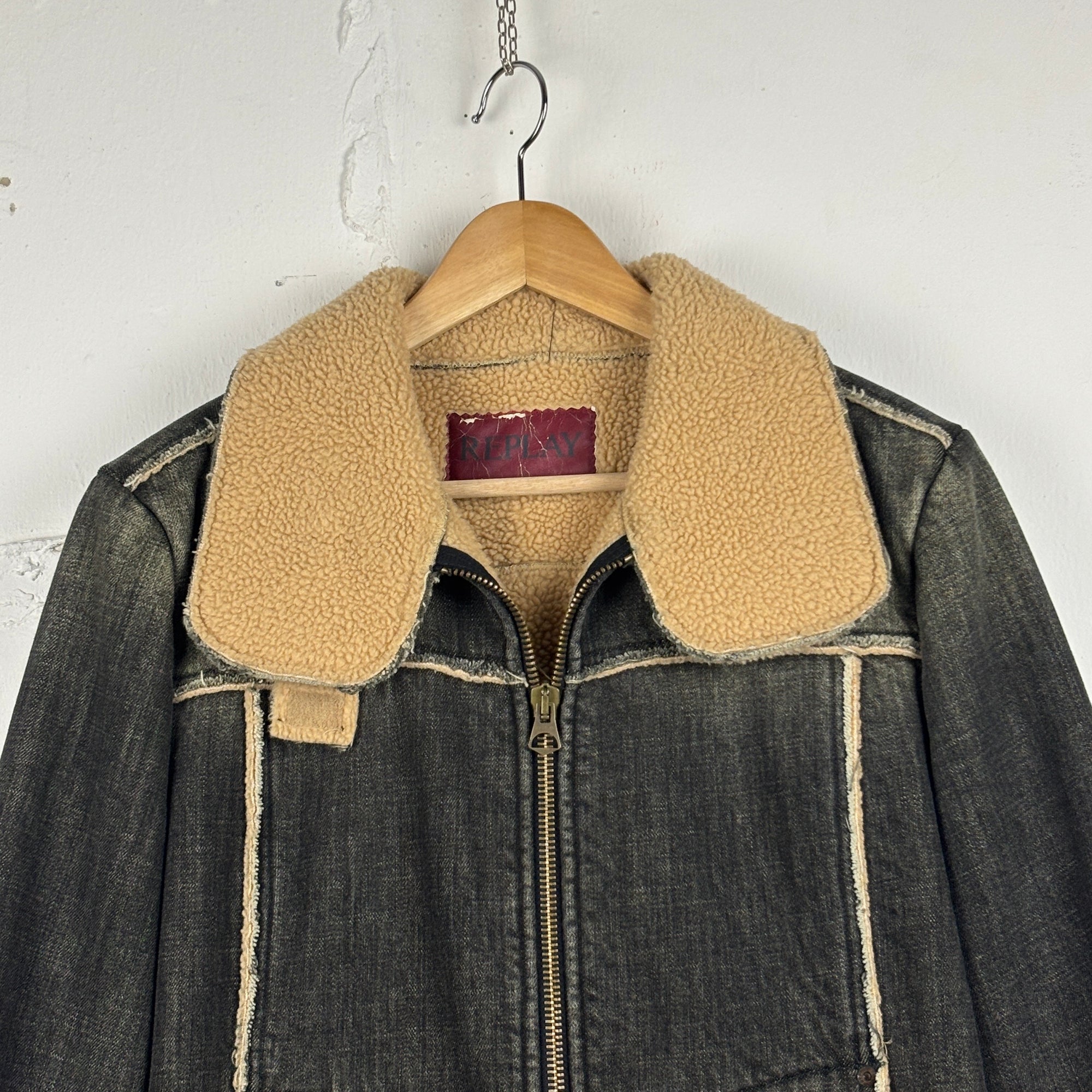 replay denim teddy jacket 