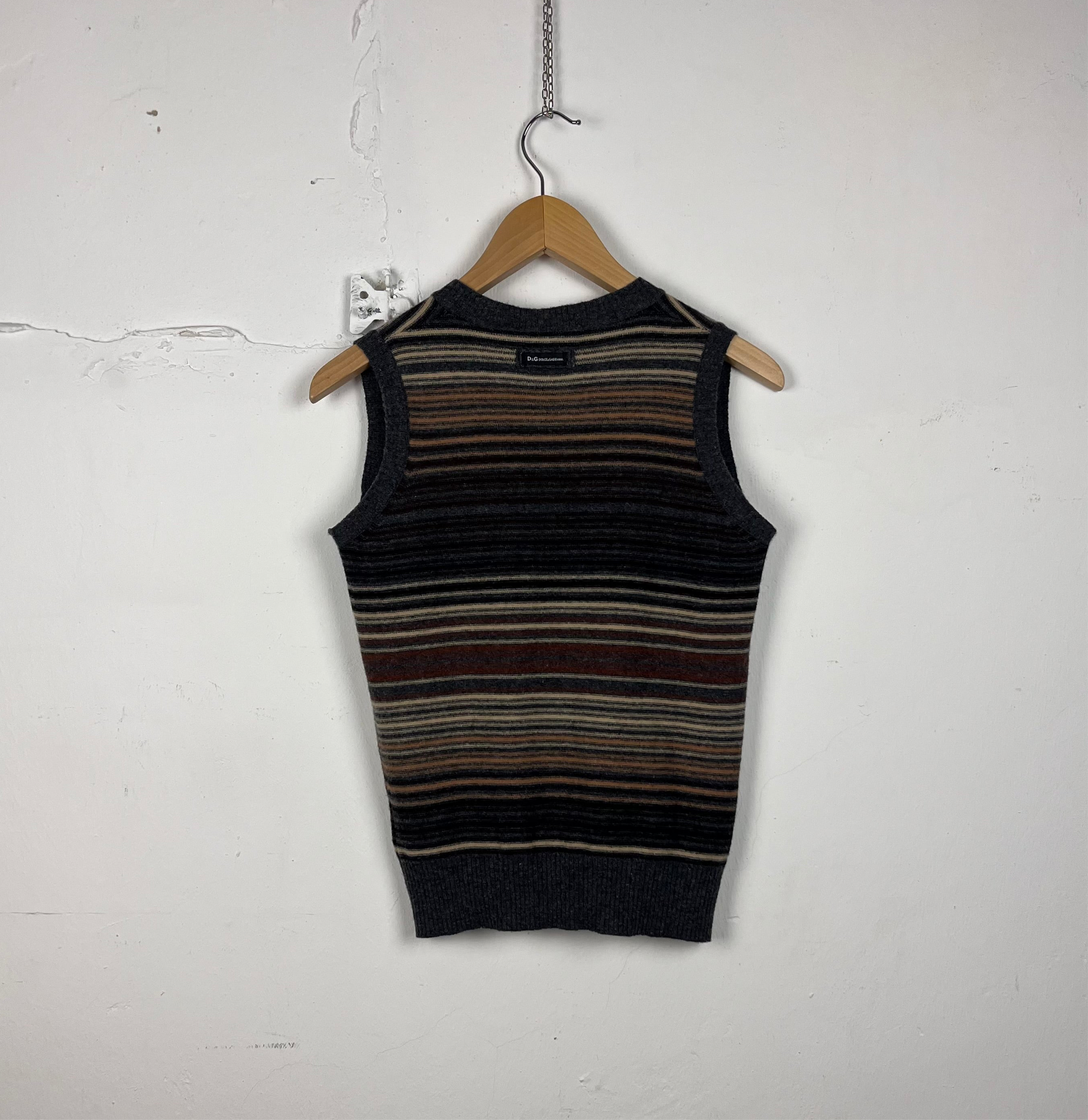 Dolce & Gabbana Y2k Sweater Vest brown stripes