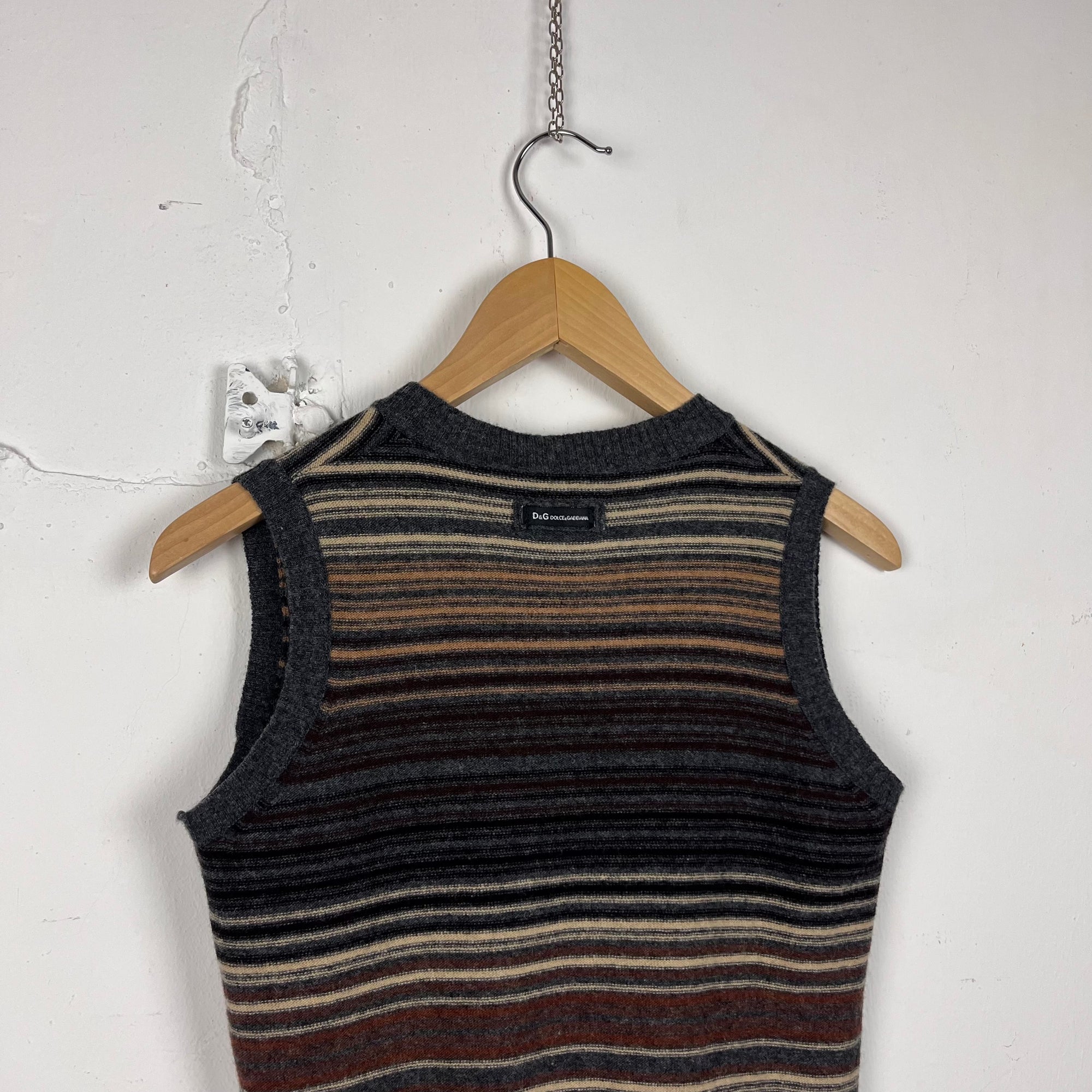 Dolce & Gabbana Y2k Sweater Vest brown stripes