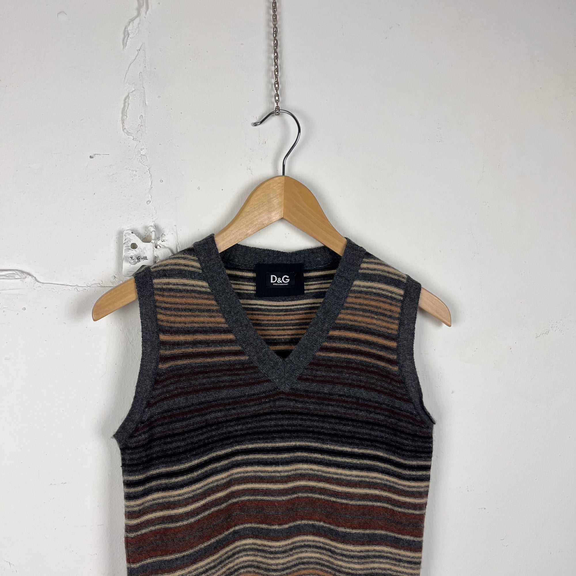 Dolce & Gabbana Y2k Sweater Vest brown stripes